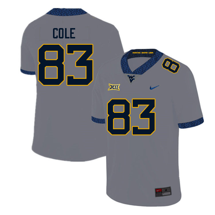NCAA Men's C.J. Cole West Virginia Mountaineers Gray #83 Nike Stitched Football College Authentic Jersey NB23Z77AZ